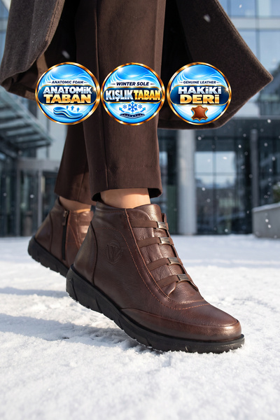 Voyager Women's Genuine Leather Boots Z396 Brown