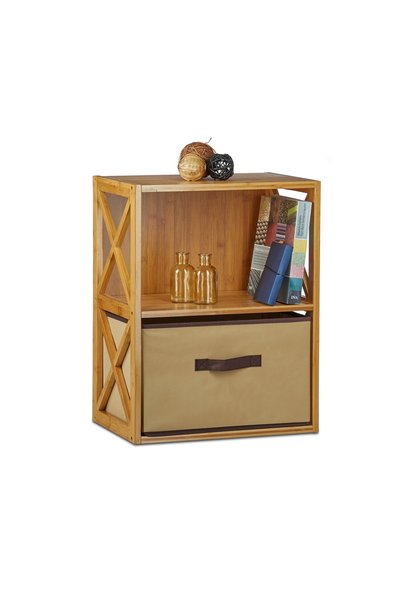 Relaxdays Shelf with Drawer, Bamboo, , 54 x 42 x 29 cm