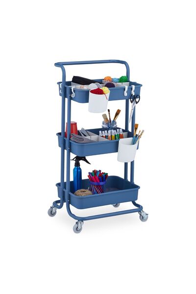 Relaxdays 3-Shelf Shelving Unit Relaxdays, Made of Metal and Plastic, Dark Bl...