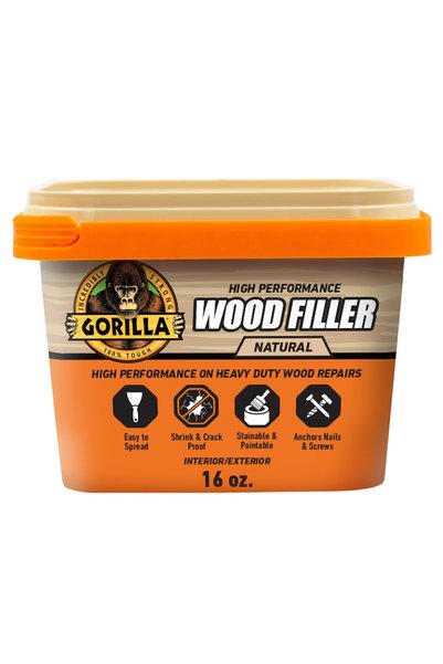 GORILLA معجون خشبي متعدد الاستخدامات، عبوة 16 أونصة، لون طبيعي (عبوة واحدة)