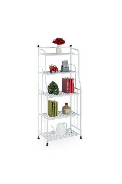 Relaxdays Storage rack, Relaxdays, 5 shelves, white/black, 133x56x28 cm