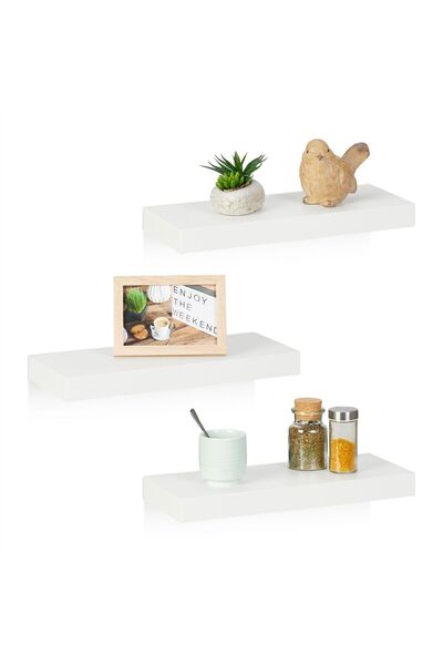 Relaxdays Set of white floating shelves, Relaxdays, 3 pieces, 3.5x15x38 cm