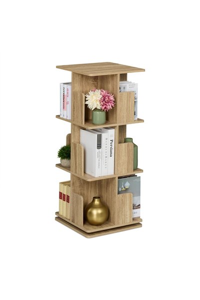 Relaxdays Bookshelf by Relaxdays, 3 levels, 360° Rotating, 95 x 39 x 39 cm, W...