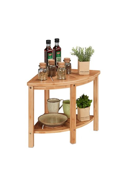 Relaxdays Small Bamboo Shelf, 2 Tiers, Light Brown