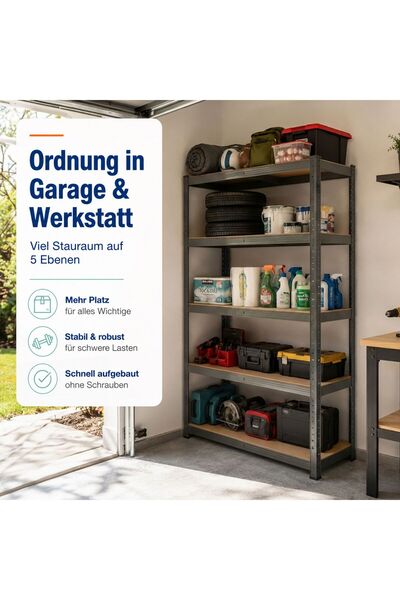Relaxdays Heavy-duty metal shelving unit 10053998_8332, 5 shelves, total capa...