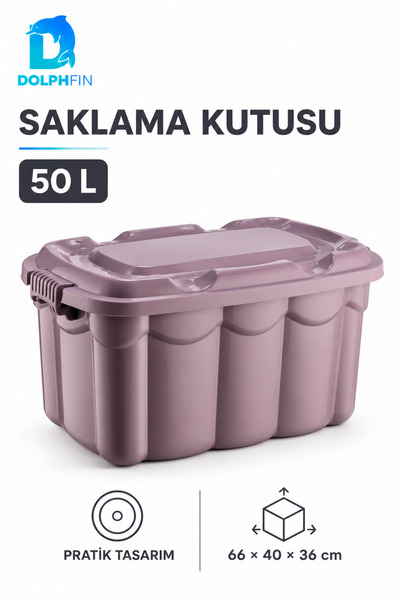 DolphFin 50-Liter Large Plastic Storage Box with Lid for Home and Closet Orga...
