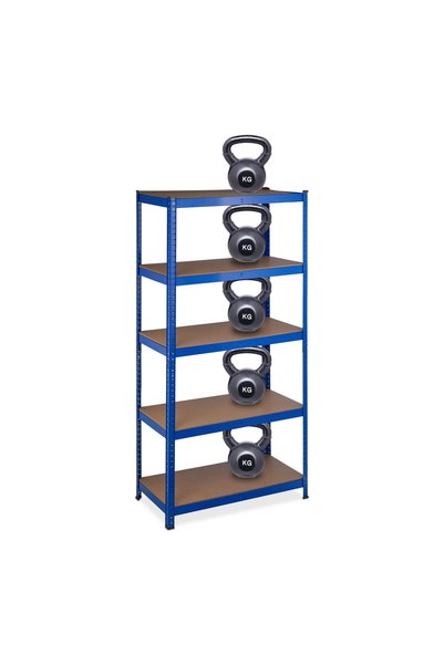 Relaxdays Heavy-duty Storage Rack Blue Blue/Light Brown/Black