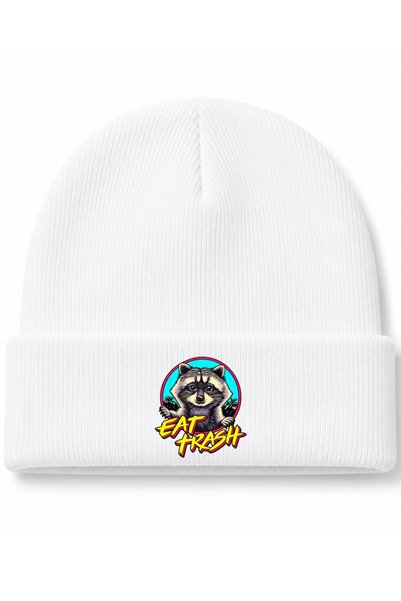 Rabona Fashion Trash Panda – Eat Trash: Căciulă din tricot cu imprimeu „Mănân...