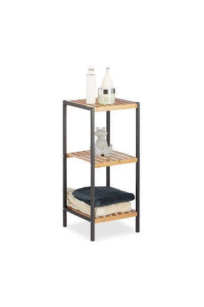 Relaxdays multifunctional bamboo steel shelf light brown black 3x4 levels