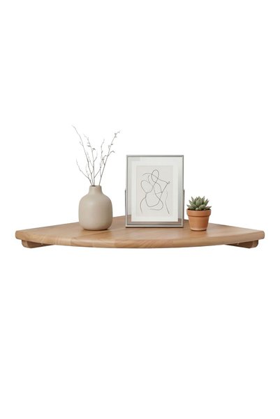 Relaxdays corner wall shelf, semi-circular, walnut, 40x20x20cm