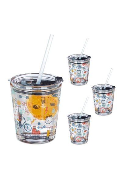 Relaxdays Set of 4 Glass Cups Sport Design