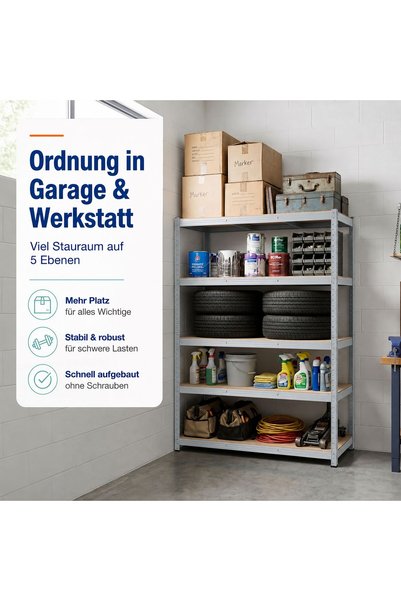 Relaxdays Storage Rack 5 Steel Shelves with MDF Shelves, 175 kg Capacity per ...