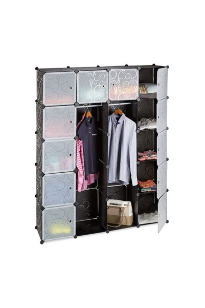 Relaxdays Cube storage shelf with 14 compartments, RelaxDays, plastic, black,...