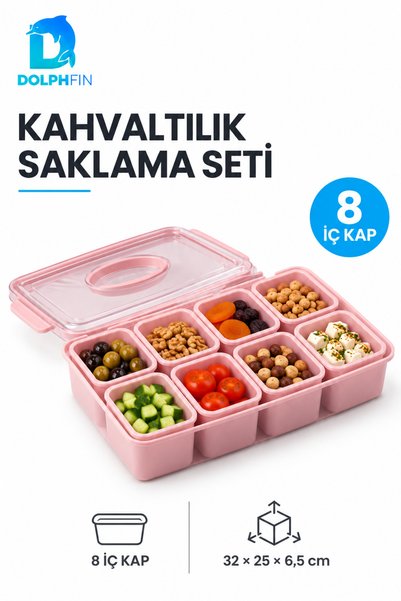 DolphFin Breakfast Storage Set: 8-Piece Plastic Breakfast Organizer with Clea...