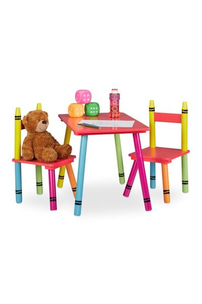 Relaxdays Bright Table and 2 Chairs for Kids