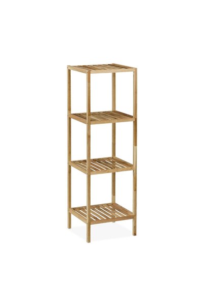 Relaxdays wooden shelf, light brown, compact, 3 tiers