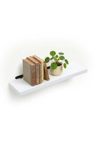 Relaxdays Wall-mounted shelf Relaxdays, 4x80x23cm, white/black, metal support...