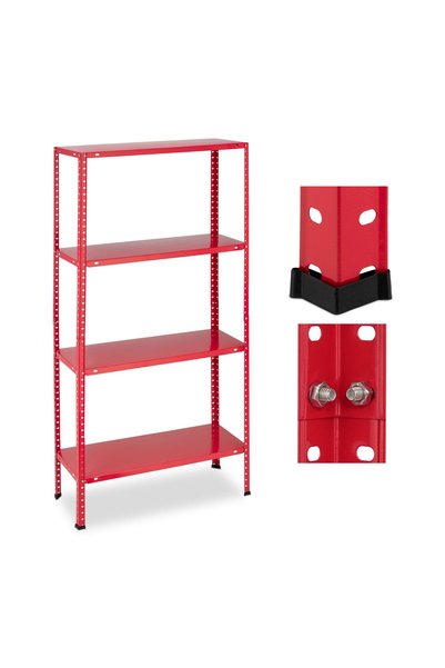 Relaxdays Heavy Duty Shelves Relaxdays, 4 levels, 147.5x75.5x30.5 cm, red, ca...