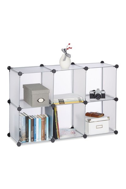 Relaxdays Cube storage shelf with 6 compartments, RelaxDays, plastic, transpa...