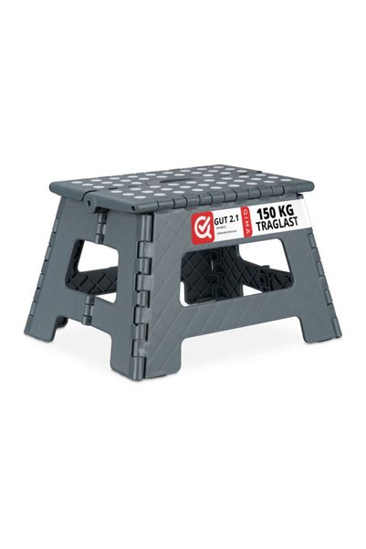 Relaxdays Scaun cu trepte, M, până la 120 kg, pliabil, gri închis, 25 x 31,5 ...