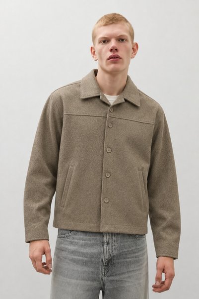 DAMGA JEANS Jachetă scurtă de zi pentru bărbați, cu aspect de lână, cu buzuna...
