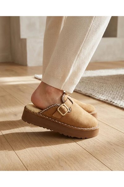 Northoflondon Mayra Buckled Women's Winter Casual Fur-Lined Slippers
