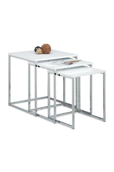 Relaxdays Set of 3 side tables with metal legs