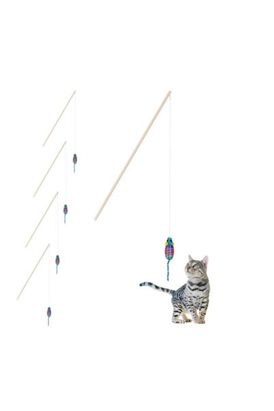 Relaxdays Set of 5 Cat Wand Toys