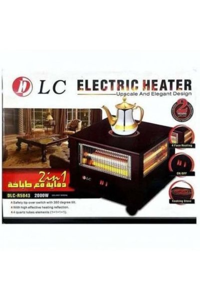 DLC مدفأة مع موقد كهربائي، موديل R5843، مزودة بمفتاح أمان في حالة الحركة أو ا...