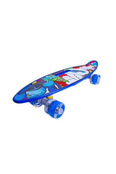 OEM Skateboard cu roți din silicon cu LED-uri, 58x16 cm, ABEC-7, Albastru