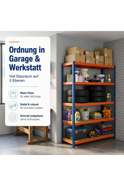 Relaxdays Heavy-duty metal shelving unit 10053997_8344, 5 levels, total load ...