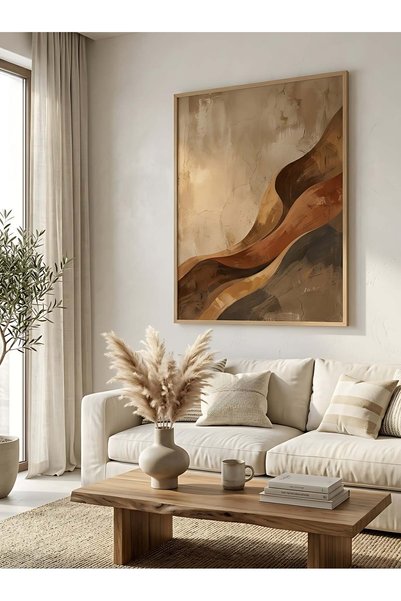 lawhat Luxury Abstract Painting in Beige, Brown, and Gold - Modern Wall Art P...