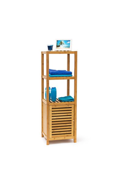 Relaxdays Storage Shelf, for Bathroom, Cabinet, 3 Shelves, Bamboo, 110 x 36.5...