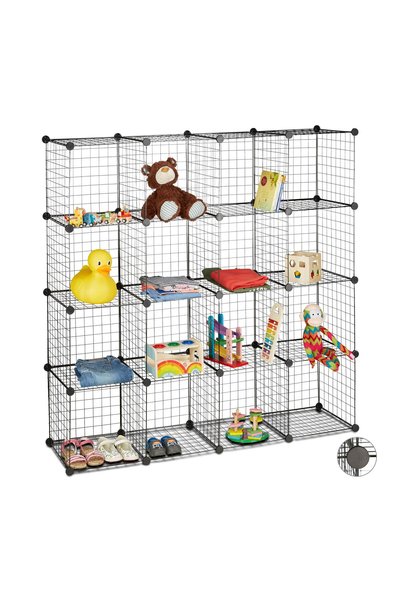 Relaxdays Modular metal shelf with 16 compartments, Relaxdays, 145x36.5x145 c...