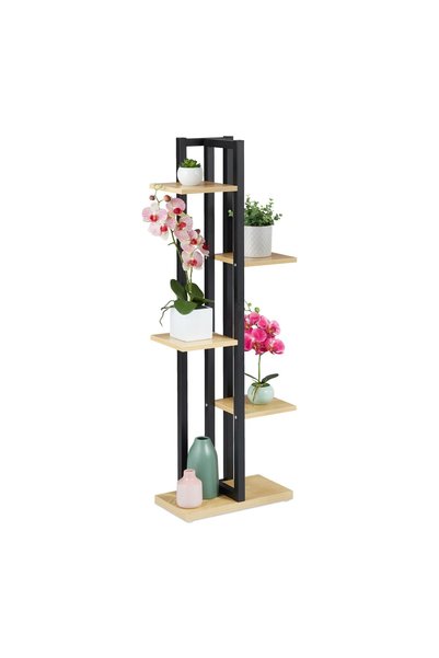 Relaxdays Universal shelf, 5 tiers, 117 x 43 x 22 cm, black/light brown