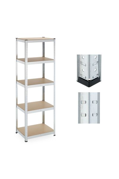 Relaxdays Durable 5-Tier Rack, Light Brown/Silver, 180x45x60 cm