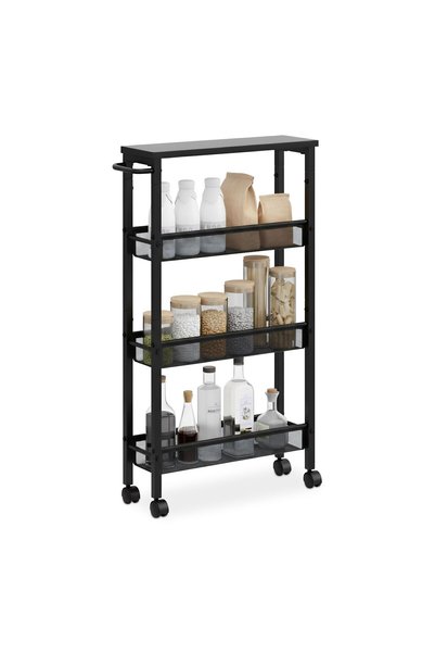 Relaxdays Narrow Storage Trolley Relaxdays, Made of Metal and MDF, 77 x 13 x ...
