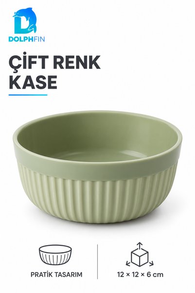 DolphFin Two-Tone Round Bowl, 12 cm, Plastic Snack Serving Bowl
