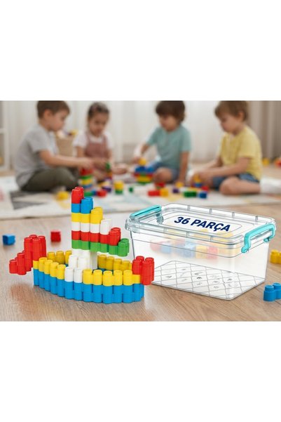 sfs elektrik 36-piece building block set with storage container in a box