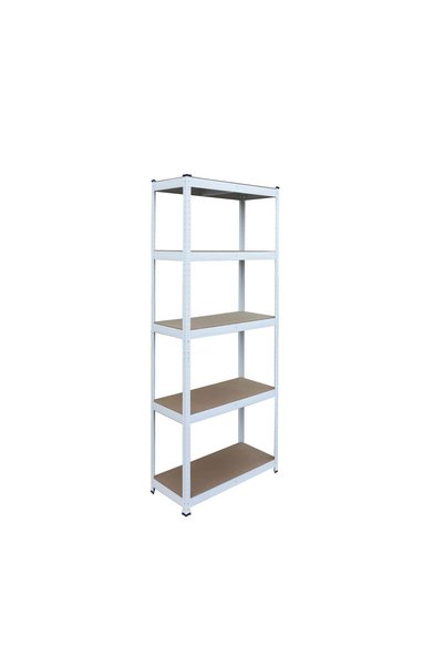 Relaxdays Storage Rack, 5 Shelves, White-Brown, 180x75x30cm, Steel-MDF