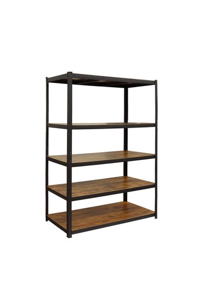 Relaxdays metal shelving unit, industrial, brown-black, 200x120x60cm, 500kg c...