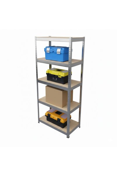 Relaxdays metal shelving unit 180x60x30cm adjustable light brown silver