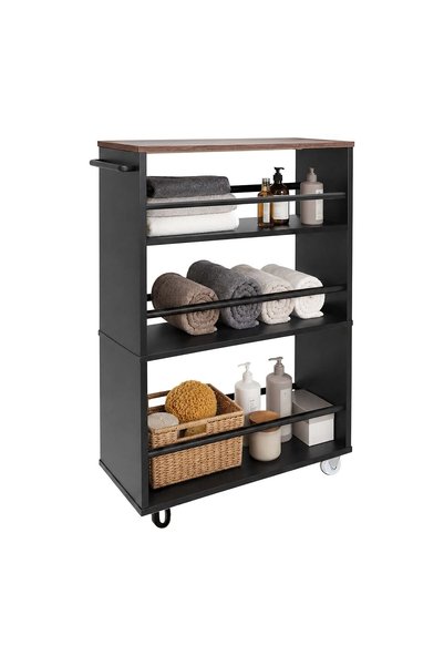 Relaxdays 4-Tier Trolley, Dark Brown-Black, 4 Levels