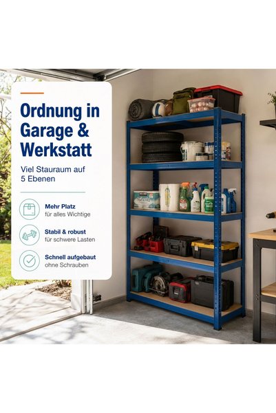 Relaxdays 10053996_8332 metal storage rack, 5 shelves, load capacity per leve...