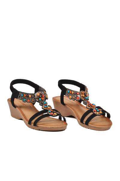 Voyager Women's Genuine Leather Sandals B114 Black