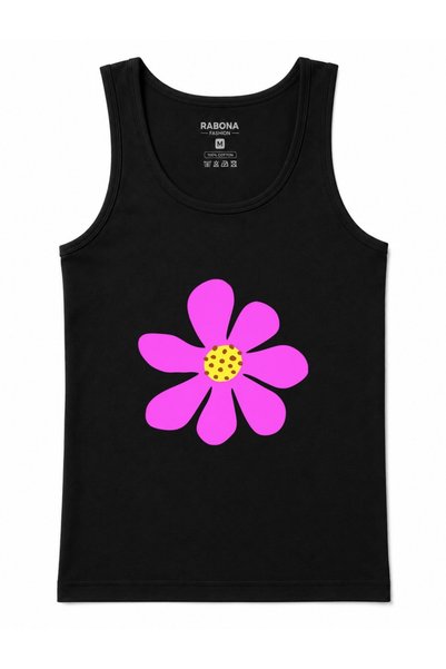 Rabona Fashion Pink Daisy – Minimalist Tank Top with Pink Daisy Floral Print