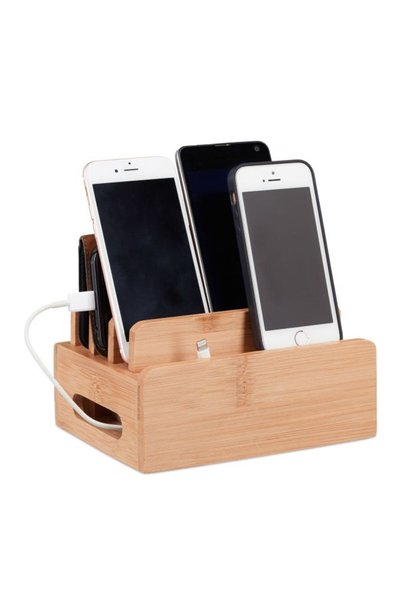 Relaxdays Bamboo Docking Station for 6 Devices