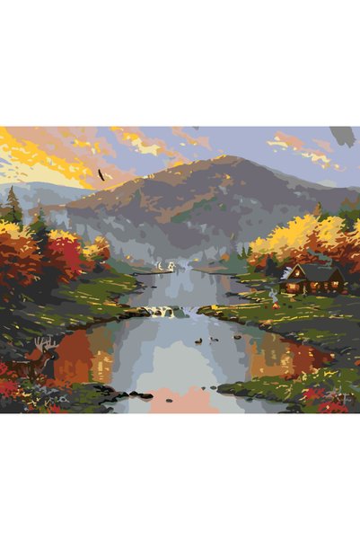 Painting-numbers Set pictura pe numere Peisaj de toamna 3721, panza pe rama l...