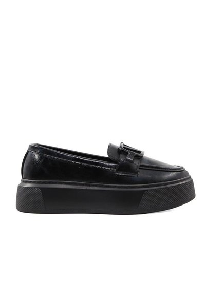 Marka Sesi AE511 Loafers, Black Women's Ballet Flats