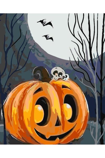 Painting-numbers Set pictura pe numere Dovleac de Halloween 3612, panza pe ra...